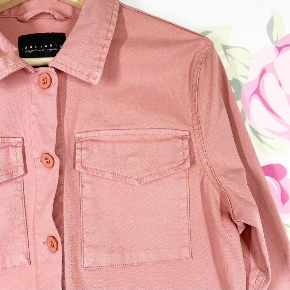 Sanctuary Clothing Salmon Pink Button Down Shirt Jacket Shacket S